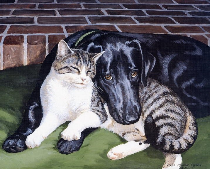 Paintings with dog and cat. Persis Clayton Weirs