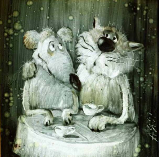 Paintings with mouse and cat. Anatolij Yaryshkin