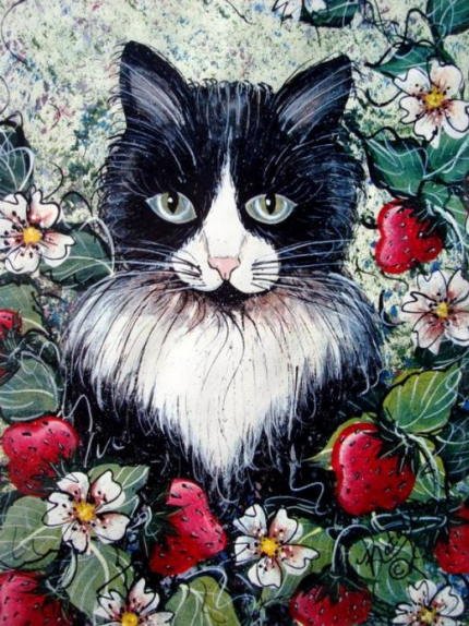 Strawberry Lover Cat - Natalie Holland