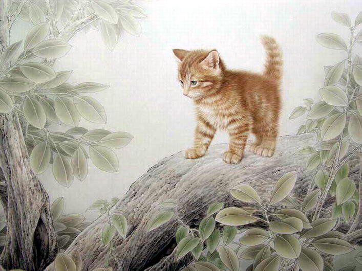 Painting of kittens. Xing Chengai