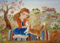 Girl and Her Loved Cat - Elena Revuckaya